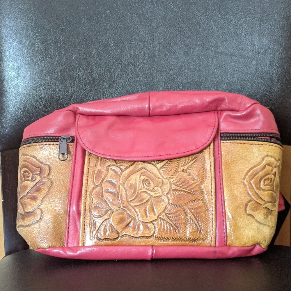 Genuine Leather Embossed Belt Bag